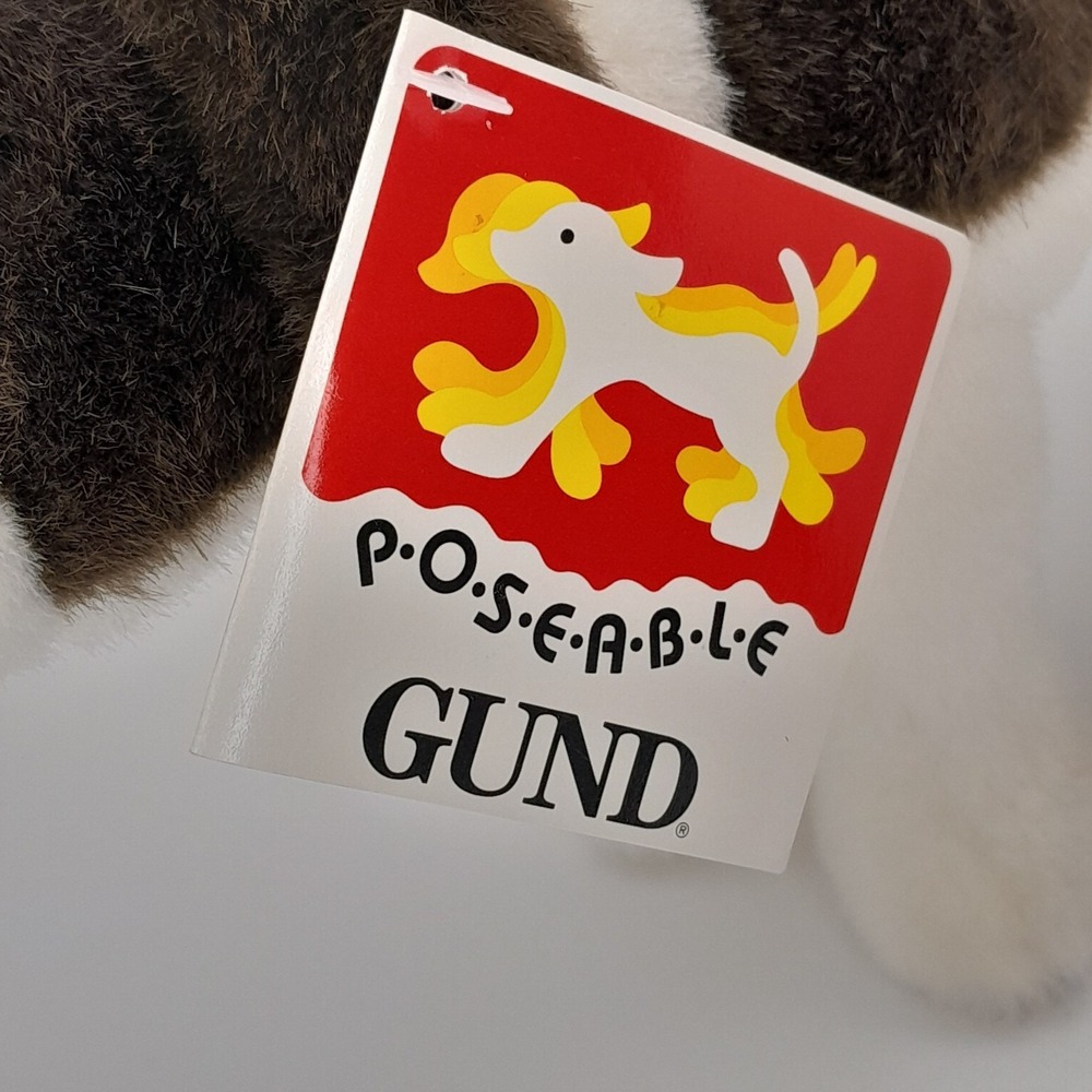 Vintage GUND Poseable Dog Plush 10" White Brown Style 9021 - 1991 NWT - Picture 5 of 15